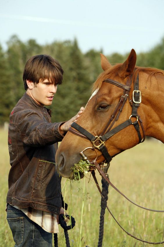 Graham Wartle with Sugarfoot on the set of CBC Heartland