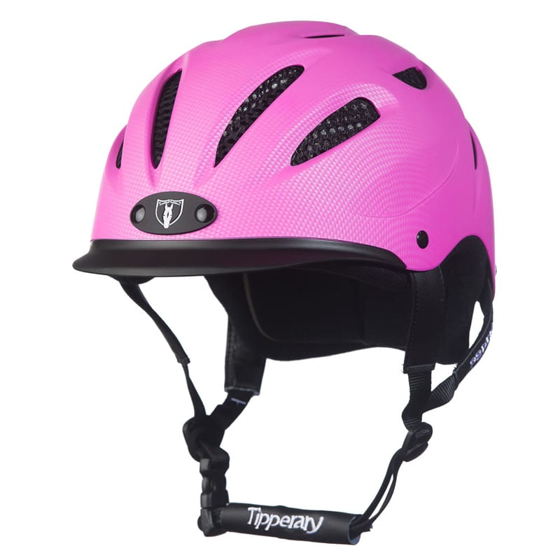 pink riding helmet.