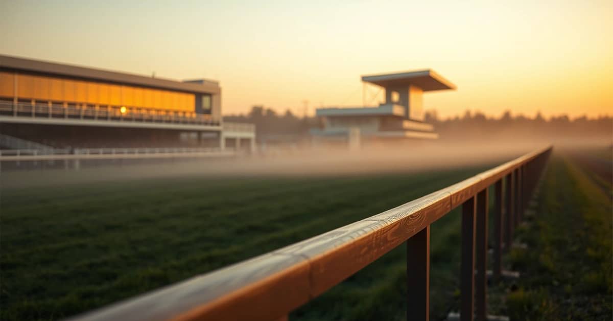 Sunrise at a racetrack.