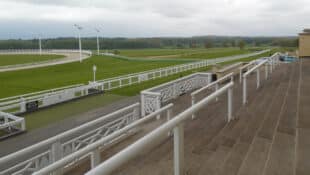 An empty racetrack in England.