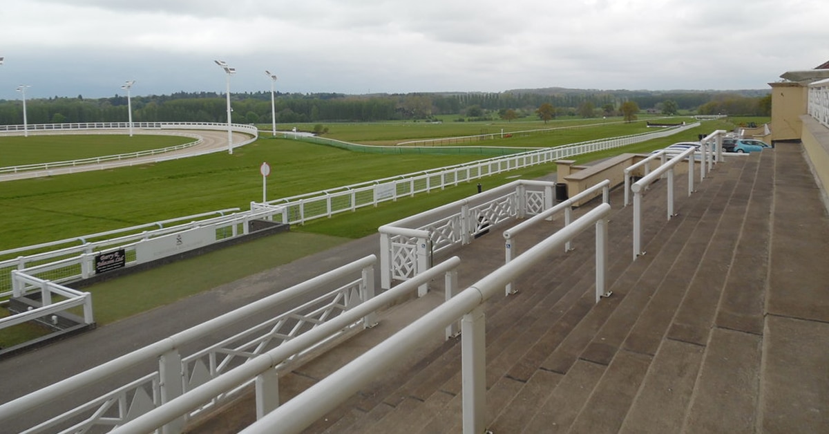 An empty racetrack in England.